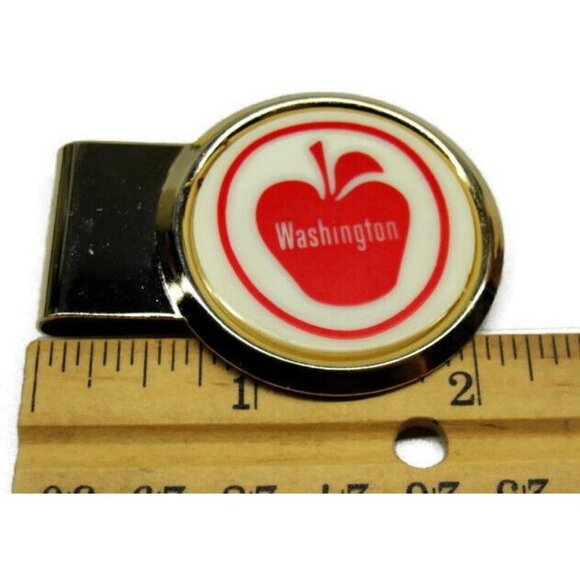 Money Clip Stainless Steel Washington Apples Advertisement Cash Holder Silver - Picture 7 of 9